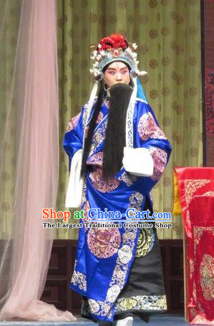 Qin Xianglian Chinese Ping Opera Old Male Chen Shimei Garment Costumes and Headwear Pingju Opera Minister Apparels Official Clothing