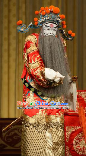 Xiao Yao Jin Chinese Peking Opera Prime Minister Garment Costumes and Headwear Beijing Opera Elderly Male Apparels Chancellor Cao Cao Clothing