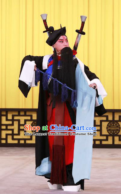 Qi Xiong Ju Yi Chinese Peking Opera Martial Male Garment Costumes and Headwear Beijing Opera Wusheng Apparels Takefu Zhu Quan Clothing