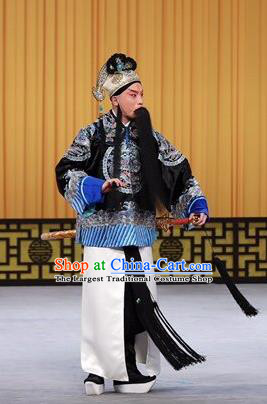 Wen Zhao Guan Chinese Peking Opera Wusheng Garment Costumes and Headwear Beijing Opera Takefu Apparels Swordsman Wu Yuan Clothing