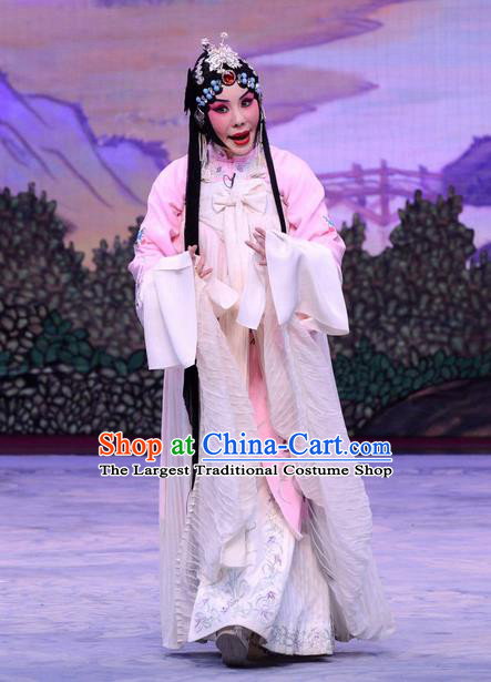 Chinese Beijing Opera Distress Female Apparels Liu Lanzhi Costumes and Headpieces Traditional Peking Opera Young Woman Dress Diva Garment