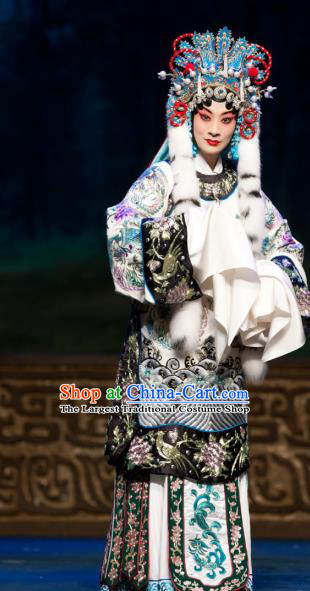 Chinese Beijing Opera Hua Tan Cai Wenji Apparels Return to the Han Dynasty Costumes and Headpieces Traditional Peking Opera Imperial Concubine Dress Actress Garment