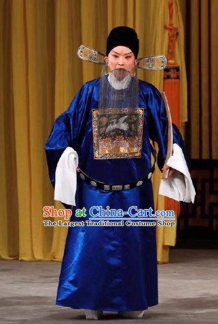 Xing Han Tu Chinese Peking Opera Old Official Zhang Cang Garment Costumes and Headwear Beijing Opera Laosheng Apparels Elderly Male Clothing