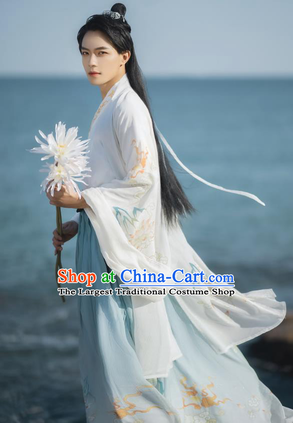 Chinese Traditional Jin Dynasty Scholar Historical Costumes Ancient Noble Childe Hanfu Swordsman Clothing for Men