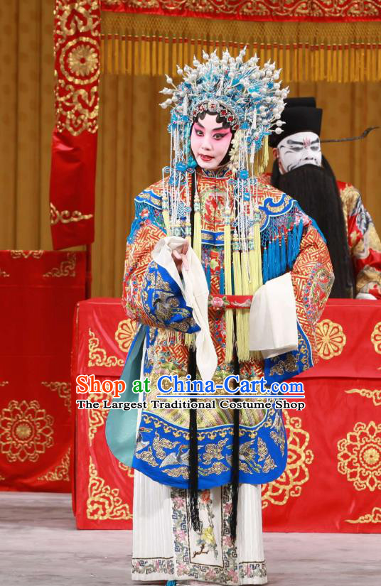 Chinese Beijing Opera Hua Tan Diao Chan Apparels White Gate Tower Costumes and Headpieces Traditional Peking Opera Actress Dress Young Female Garment