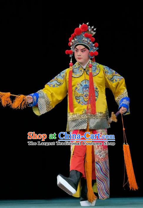 Duan Mi Jian Chinese Peking Opera Young Male Garment Costumes and Headwear Beijing Opera Wusheng Apparels Prince Li Shimin Clothing