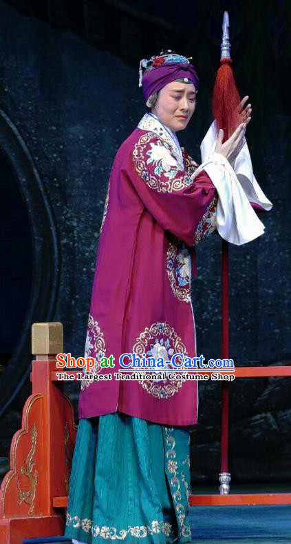 Chinese Beijing Opera Elderly Female Apparels Colorful Spear Costumes and Headpieces Traditional Peking Opera Dame Jiang Guizhi Dress Pantaloon Garment