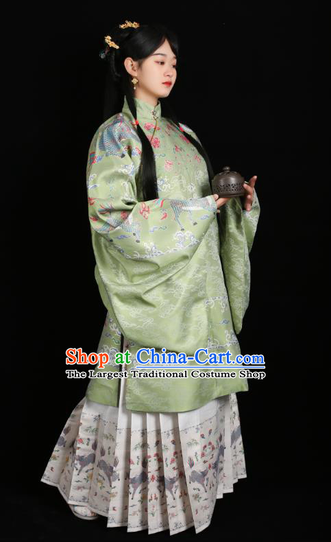 Chinese Traditional Ming Dynasty Patrician Female Historical Costumes Ancient Noble Lady Hanfu Dress Blouse and Skirt Complete Set