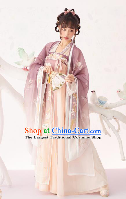 Chinese Traditional Song Dynasty Court Princess Historical Costumes Ancient Royal Infanta Nobility Lady Hanfu Dress Garment Complete Set