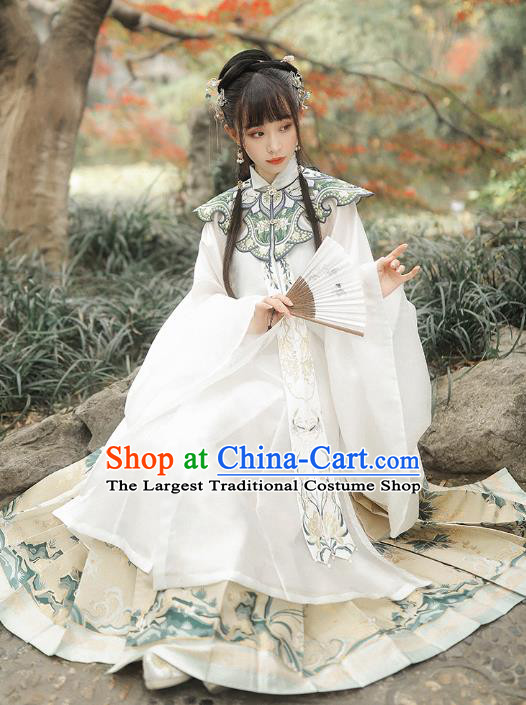 Chinese Traditional Ming Dynasty Nobility Lady Historical Costumes Ancient Patrician Female Embroidered Hanfu Dress Garment for Women