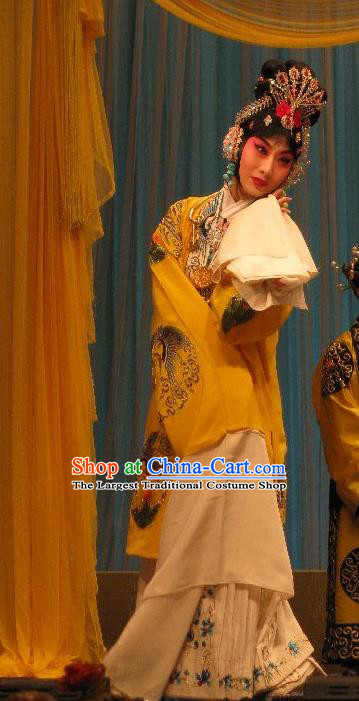 Chinese Beijing Opera Young Female Apparels Fish and Algae Palace Costumes and Headdress Traditional Peking Opera Hua Tan Dress Imperial Consort Qi Ji Garment