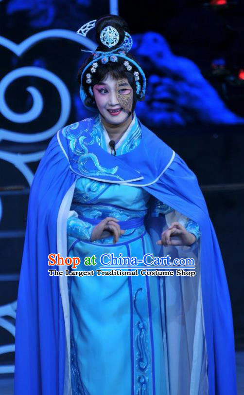 Chinese Beijing Opera Swordsman Apparels Qi Nv Wu Rong Costumes and Headdress Traditional Peking Opera Wudan Dress Martial Female Garment