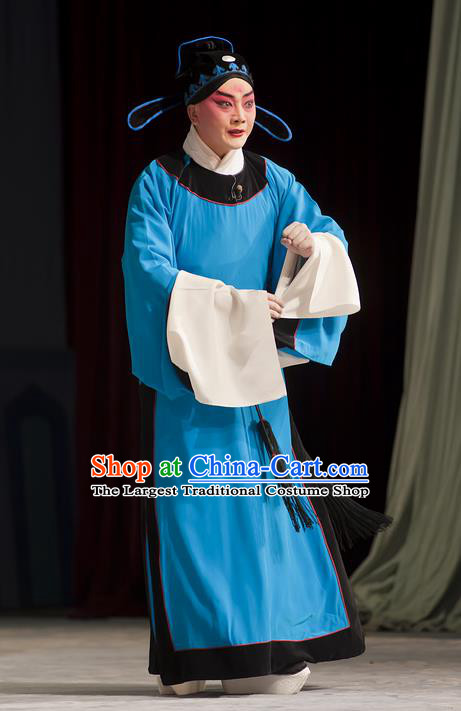 Zhou Ren Xian Sao Chinese Peking Opera Niche Apparels Costumes and Headpieces Beijing Opera Xiaosheng Garment Young Male Blue Clothing