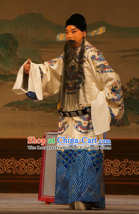 Mu Yang Juan Chinese Peking Opera Official Zhu Chundeng Apparels Costumes and Headpieces Beijing Opera Martial Minister Garment Clothing