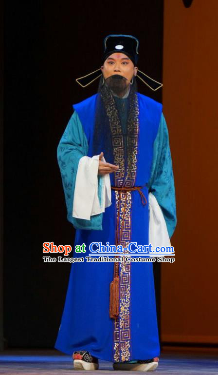 Legend of Xu Mu Chinese Peking Opera Laosheng Apparels Costumes and Headpieces Beijing Opera Elderly Male Garment Military Counsellor Xu Shu Clothing