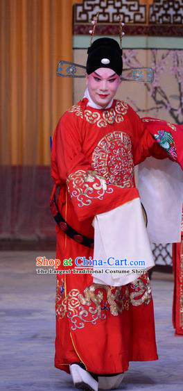 The Jade Hairpin Chinese Peking Opera Scholar Zhao Qixian Apparels Costumes and Headpieces Beijing Opera Xiaosheng Garment Young Male Clothing