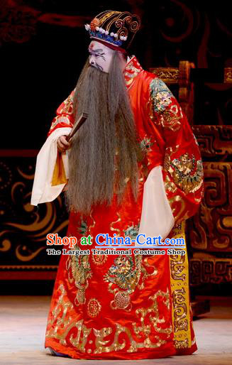 Yu Zhou Feng Chinese Ping Opera Laosheng Garment Costumes and Headwear Pingju Opera Official Zhao Gao Apparels Clothing