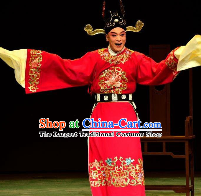 Elege for Love Chinese Ping Opera Number One Scholar Wang Kui Garment Costumes and Headwear Pingju Opera Young Male Official Robe Apparels Clothing