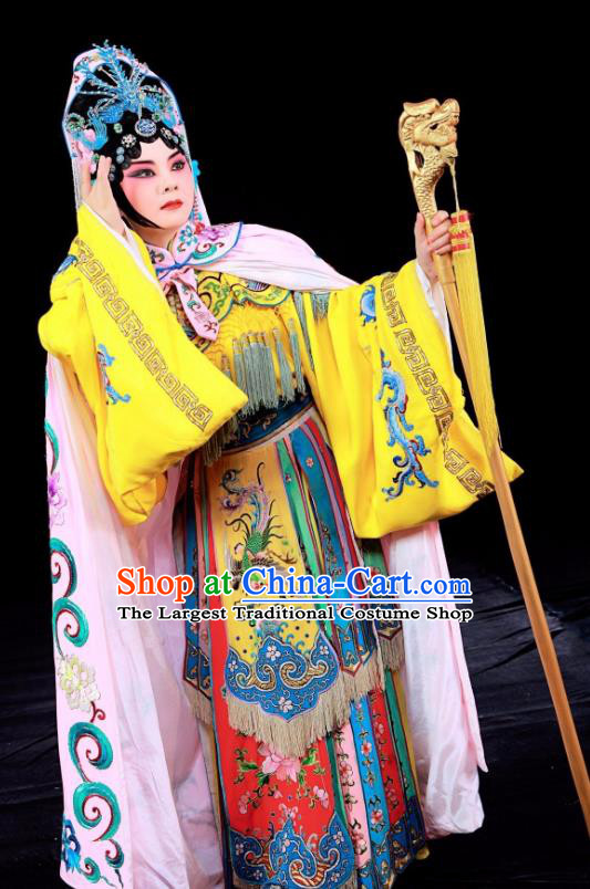 Chinese Sichuan Opera Hua Tan Garment Costumes and Hair Accessories Traditional Peking Opera Queen Mother Dress Actress Apparels