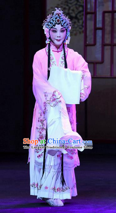 Chinese Ping Opera Diva Zhao Jintang Apparels Costumes and Headpieces Zhao Jintang Traditional Pingju Opera Hua Tan Pink Dress Garment