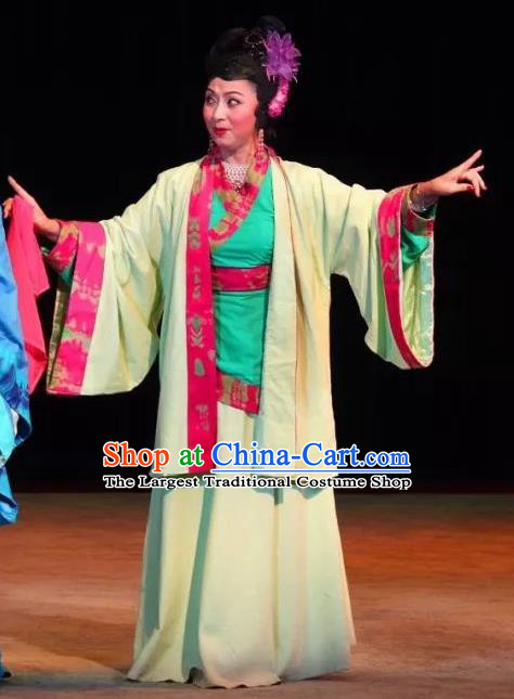 Chinese Sichuan Opera Woman Matchmaker Costumes and Hair Accessories Yu Hai Kuang Chao Traditional Peking Opera Dame Dress Female Apparels