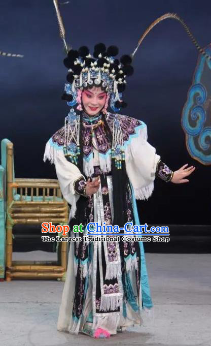 Chinese Sichuan Opera Swordswoman Xiao Qing The Legend of White Snake Garment Costumes and Hair Accessories Traditional Peking Opera Tao Ma Tan Black Dress Apparels