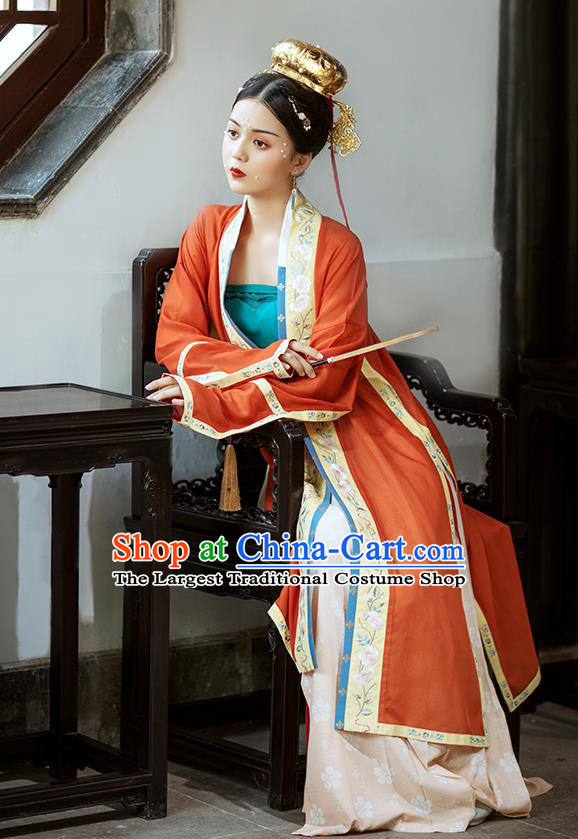 Chinese Ancient Imperial Concubine Embroidered Hanfu Dress Traditional Song Dynasty Court Women Historical Costumes Complete Set