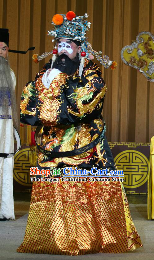 Jin Dian Shen La Chinese Sichuan Opera Clown Apparels Costumes and Headpieces Peking Opera Chou Role Garment Official Clothing