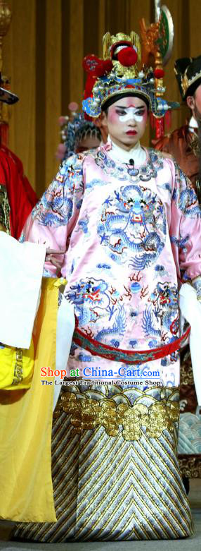 Jin Dian Shen La Chinese Sichuan Opera Young Male Apparels Costumes and Headpieces Peking Opera Official Garment Python Embroidered Robe Clothing