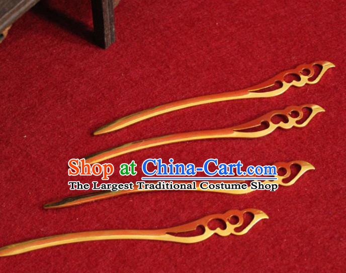 Traditional Chinese Handmade Golden Hair Clip Ancient Queen Hairpin Hair Accessories for Women