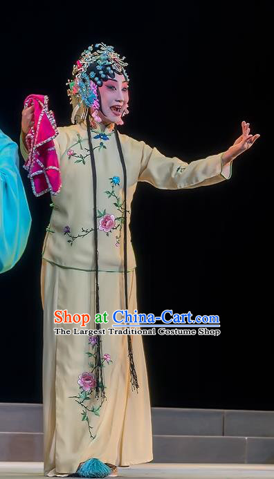 Chinese Sichuan Opera Diva Garment Zhuo Wenjun Costumes and Hair Accessories Traditional Peking Opera Young Female Yellow Dress Actress Apparels