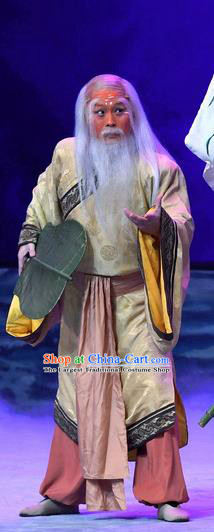 Ma Zu Chinese Peking Opera Elderly Male Garment Costumes and Headwear Beijing Opera Barefoot Immortal Apparels Clothing