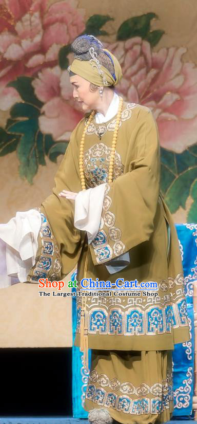 Chinese Sichuan Opera Dame Garment Costumes and Hair Accessories Kao Hong Traditional Peking Opera Elderly Female Dress Pantaloon Apparels