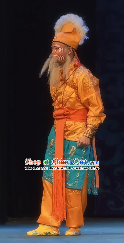 Shuang Ba Lang Chinese Sichuan Opera Old Man Apparels Costumes and Headpieces Peking Opera Elderly Swordsman Garment Clothing