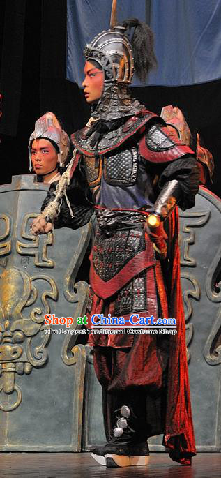 Xi Zhao Qi Shan Chinese Sichuan Opera Soldier Armor Apparels Costumes and Headpieces Peking Opera General Garment Clothing