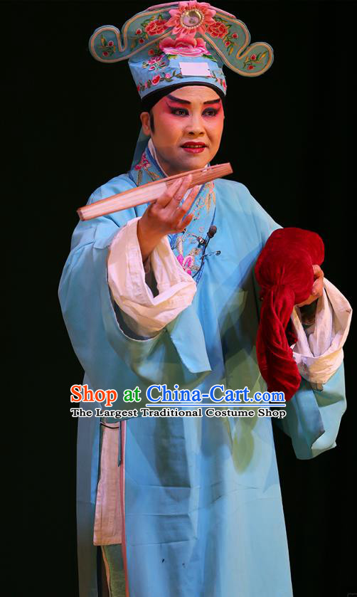 The Lotus Lantern Chinese Sichuan Opera Scholar Liu Wenxi Apparels Costumes and Headpieces Peking Opera Young Male Garment Xiaosheng Clothing