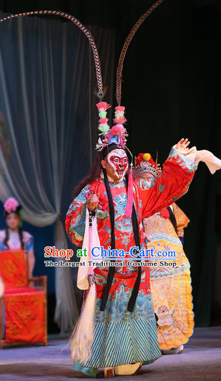 The Lotus Lantern Chinese Sichuan Opera Monkey King Apparels Costumes and Headpieces Peking Opera Sun Wukong Garment Clothing