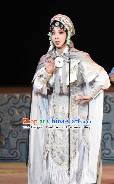 Chinese Sichuan Opera Swordswoman Garment Costumes and Hair Accessories Qing Yun Palace Traditional Peking Opera Martial Female Miao Yinhua Dress Apparels