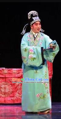 He Zhu Pei Chinese Sichuan Opera Niche Apparels Costumes and Headpieces Peking Opera Scholar Zhao Peng Garment Young Male Clothing