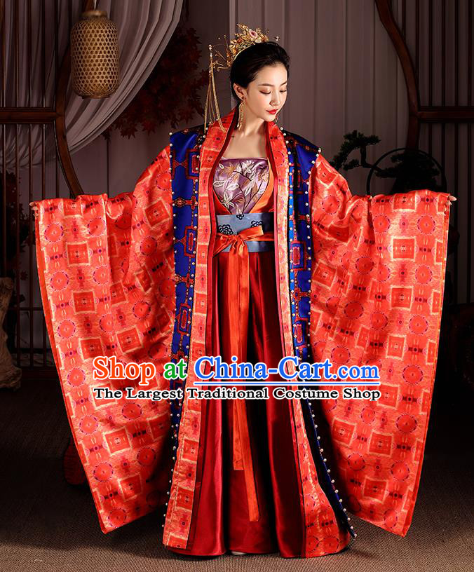 Chinese Traditional Ancient Drama Apparels Song Dynasty Court Empress Hanfu Dress Queen Historical Costumes Complete Set