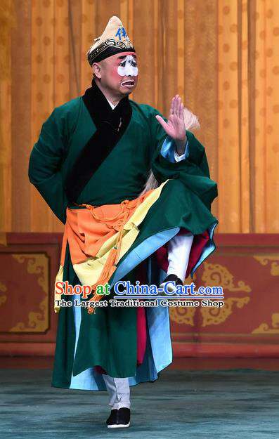 Xiangmei Temple Chinese Peking Opera Chou Role Garment Costumes and Headwear Beijing Opera Monk Liao Kong Apparels Clothing