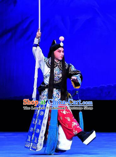 Luo Cheng Chinese Peking Opera Swordsman Garment Costumes and Headwear Beijing Opera Martial Male Apparels Takefu Clothing