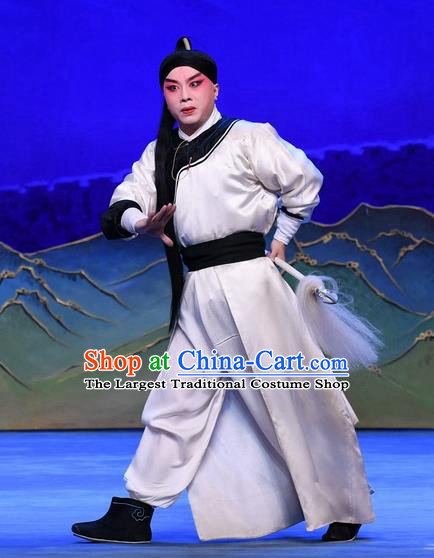 Luo Cheng Chinese Peking Opera Young Male Garment Costumes and Headwear Beijing Opera Swordsman Apparels Martial Male Clothing