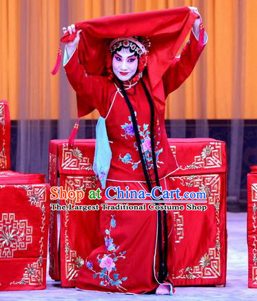 Chinese Beijing Opera Diva Apparels Costumes and Headdress Da Ying Jie Lie Traditional Peking Opera Hua Tan Red Dress Actress Chen Wenxiu Garment