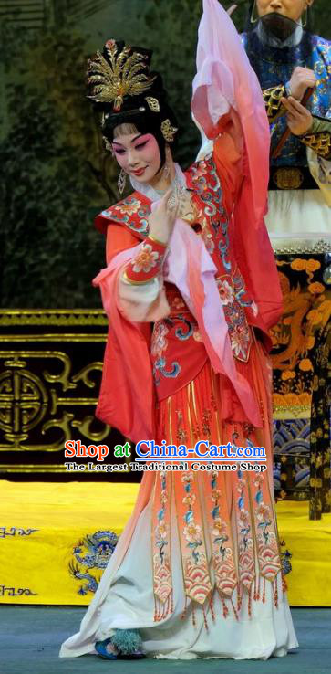 Chinese Beijing Opera Diva Yang Yuhuan Apparels Costumes and Headpieces Tai Zhen Wai Zhuan Traditional Peking Opera Hua Tan Imperial Consort Dress Garment