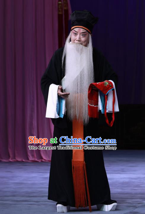 The Unicorn Purse Chinese Peking Opera Elderly Servant Garment Costumes and Headwear Beijing Opera Old Man Apparels Clothing