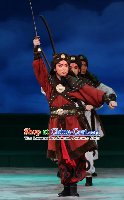 Kangxi Dadi Chinese Peking Opera Soldier Garment Costumes and Headwear Beijing Opera Wusheng Apparels Martial Man Clothing