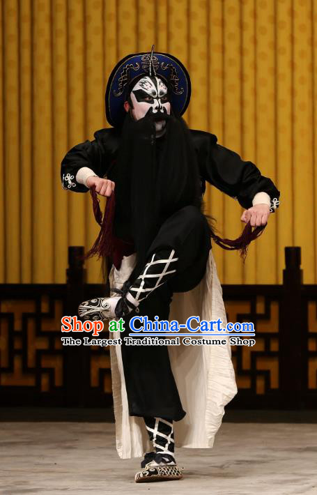 A Honey Trap Chinese Peking Opera Takefu Garment Costumes and Headwear Beijing Opera Wusheng Apparels Martial Man Zhang Fei Clothing