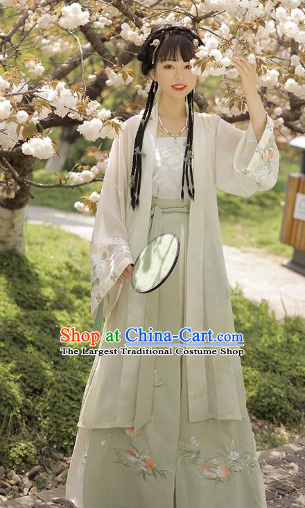 Chinese Traditional Song Dynasty Young Lady Historical Costumes Ancient Patrician Female Embroidered Hanfu Dress Apparels for Women