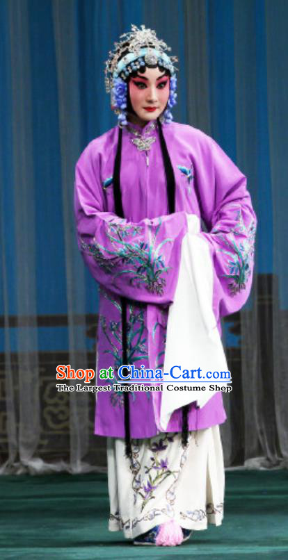 Chinese Beijing Opera Young Female Actress Apparels Costumes and Headdress The Mirror of Fortune Traditional Peking Opera Hua Tan Dress Garment